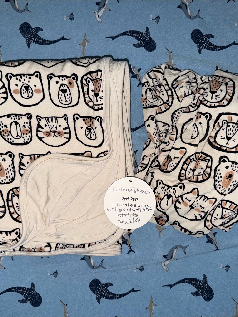 Little Sleepies Lions Tigers and Bears cloud and crib sheet